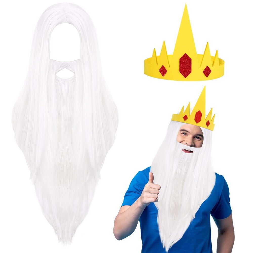 1261 3 Pcs Halloween King Costume Accessory Gold Crown Curly